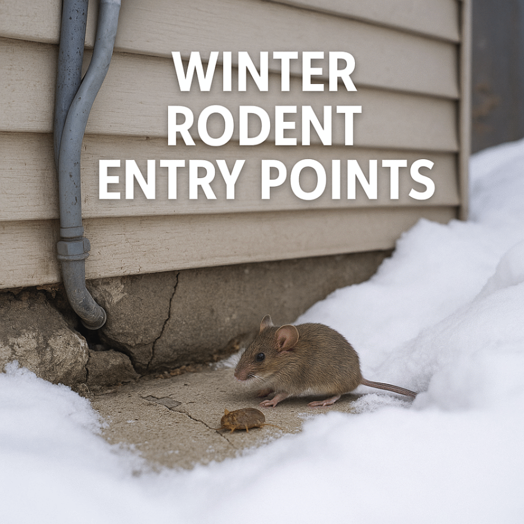 Technician inspecting winter rodent entry points on a Kingston home